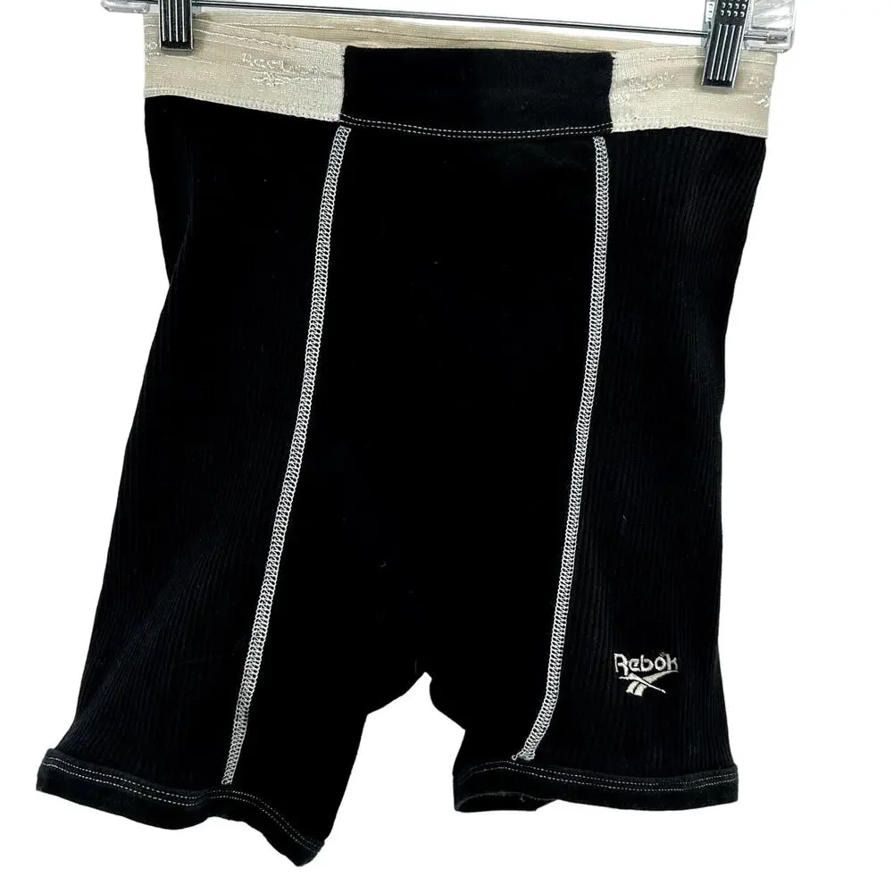 VTG Reebok Boxer Brief Midi Pull On Elastic Waist Stretch Comfort Black Large